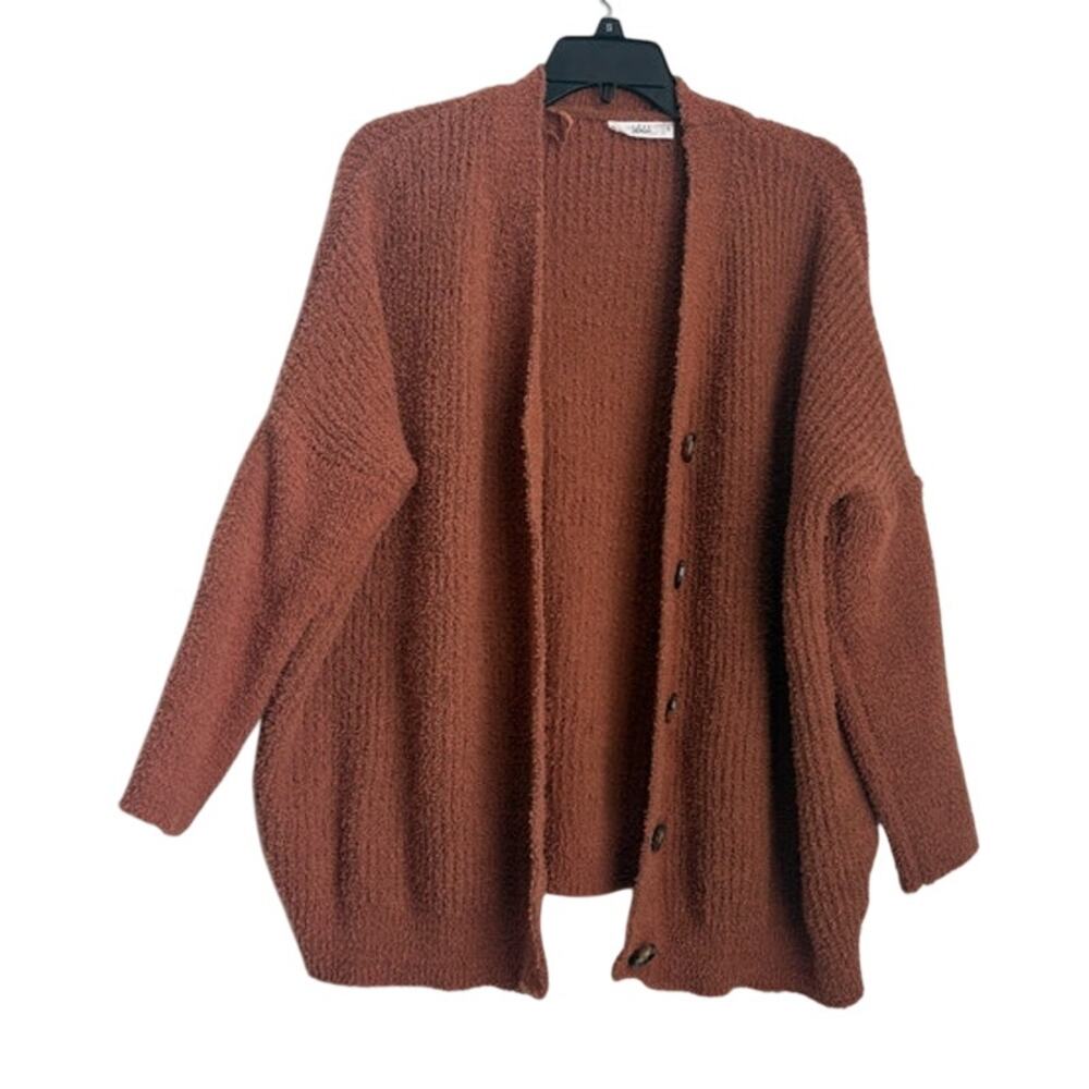 NWOT Rust Cozy Fall Chunky Button Oversized Cardigan Size Small